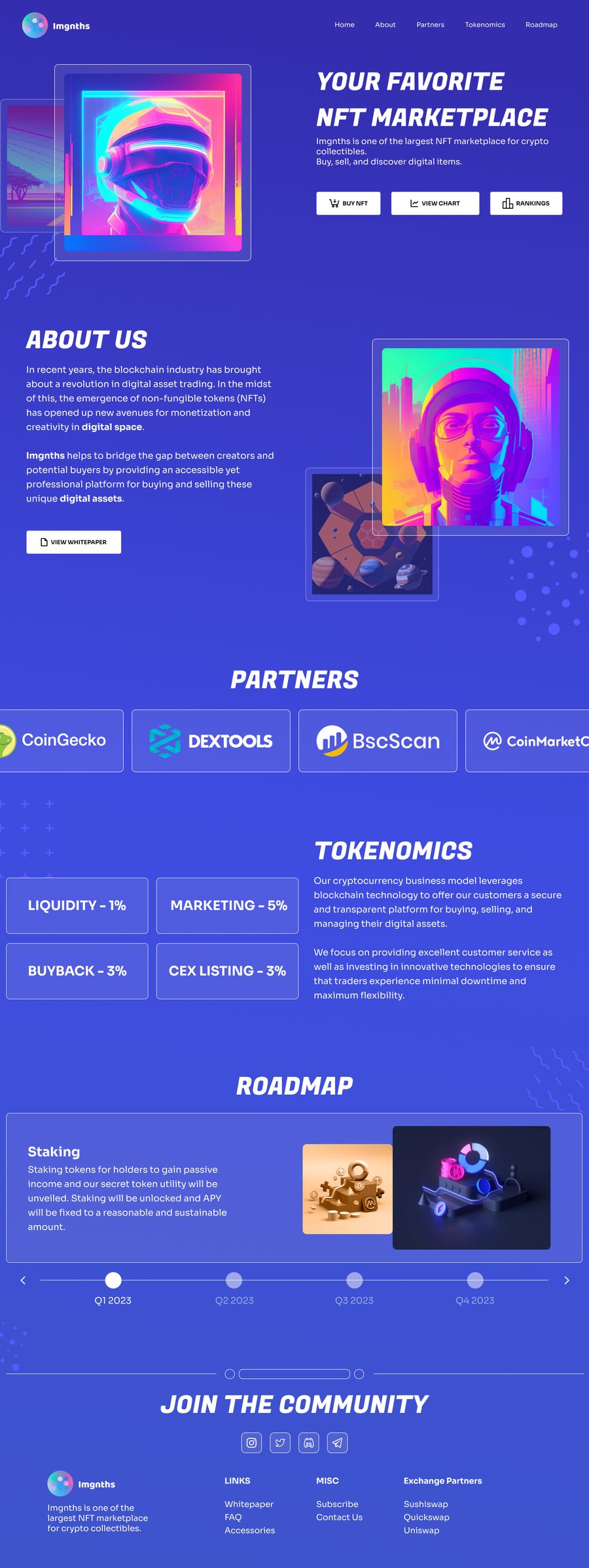 Imgnths NFT marketplace landing page