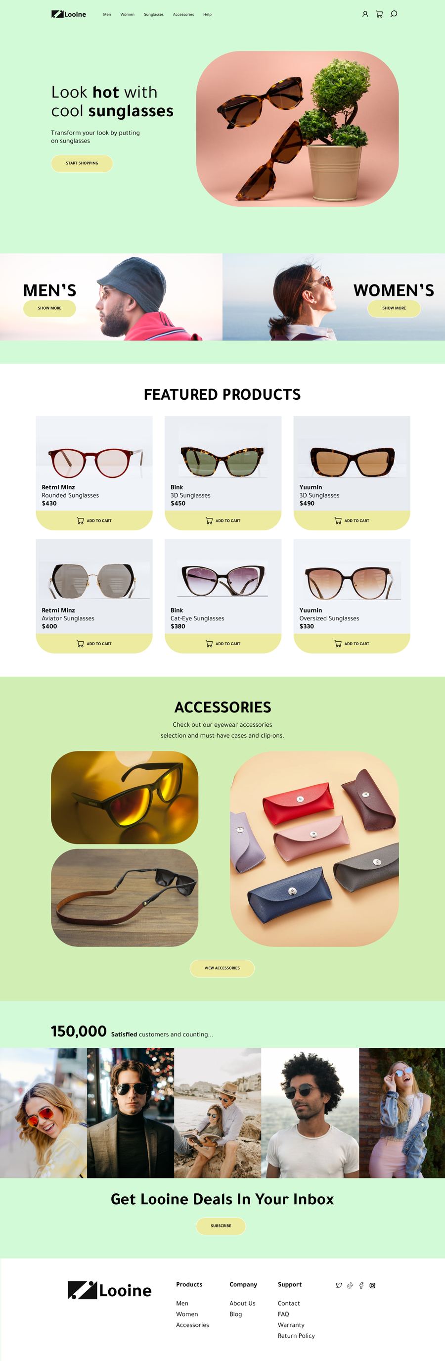 Looine sunglasses e-commerce site